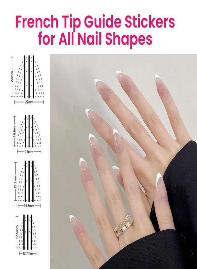 ESUOHYM 10 Sheets French Tip Guide Stencil for All Nail Shapes French Manicure Strips Stickers Self-Adhesive Frenchs Nail Decals for DIY Decoration Stencil Tools Home Salon - Image 5